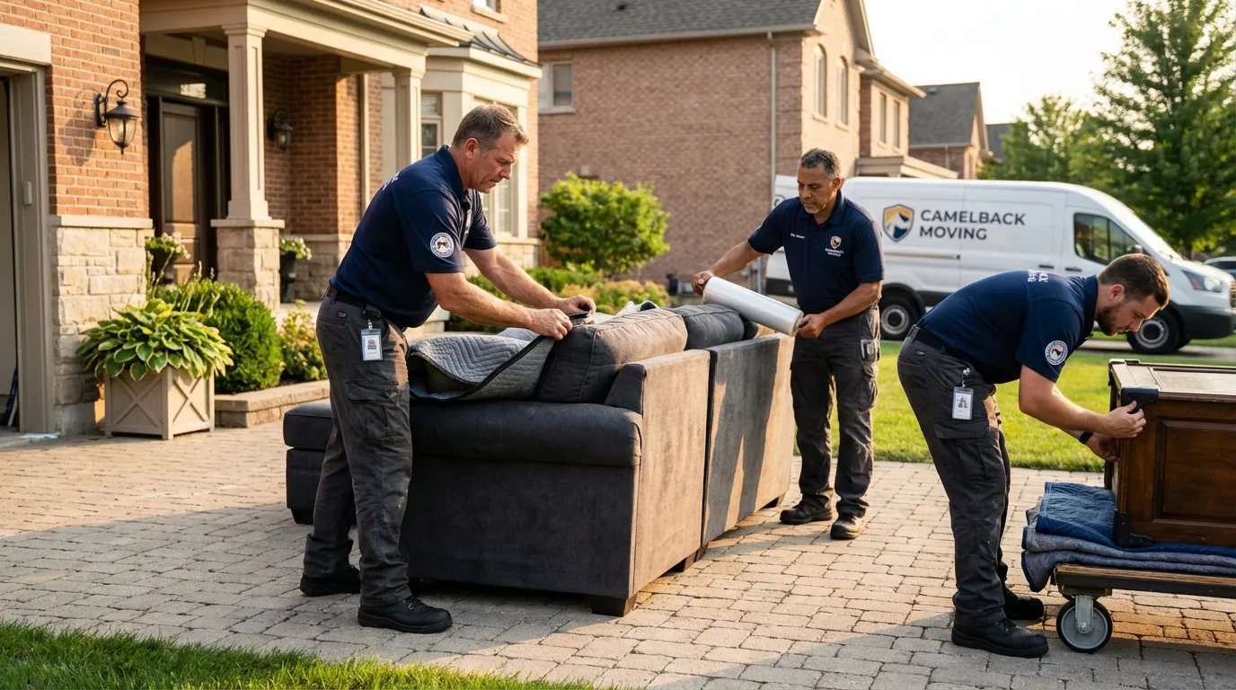 Large estate moving crew wrapping furniture in North Hollywood, CA