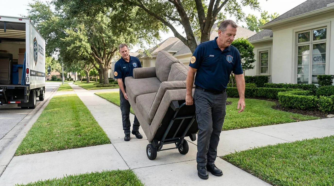 Local residential moving crew loading furniture in North Hollywood, CA